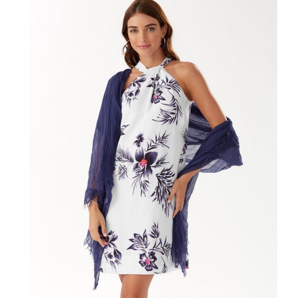 Seraphine Floral Linen-Blend Halter Dress